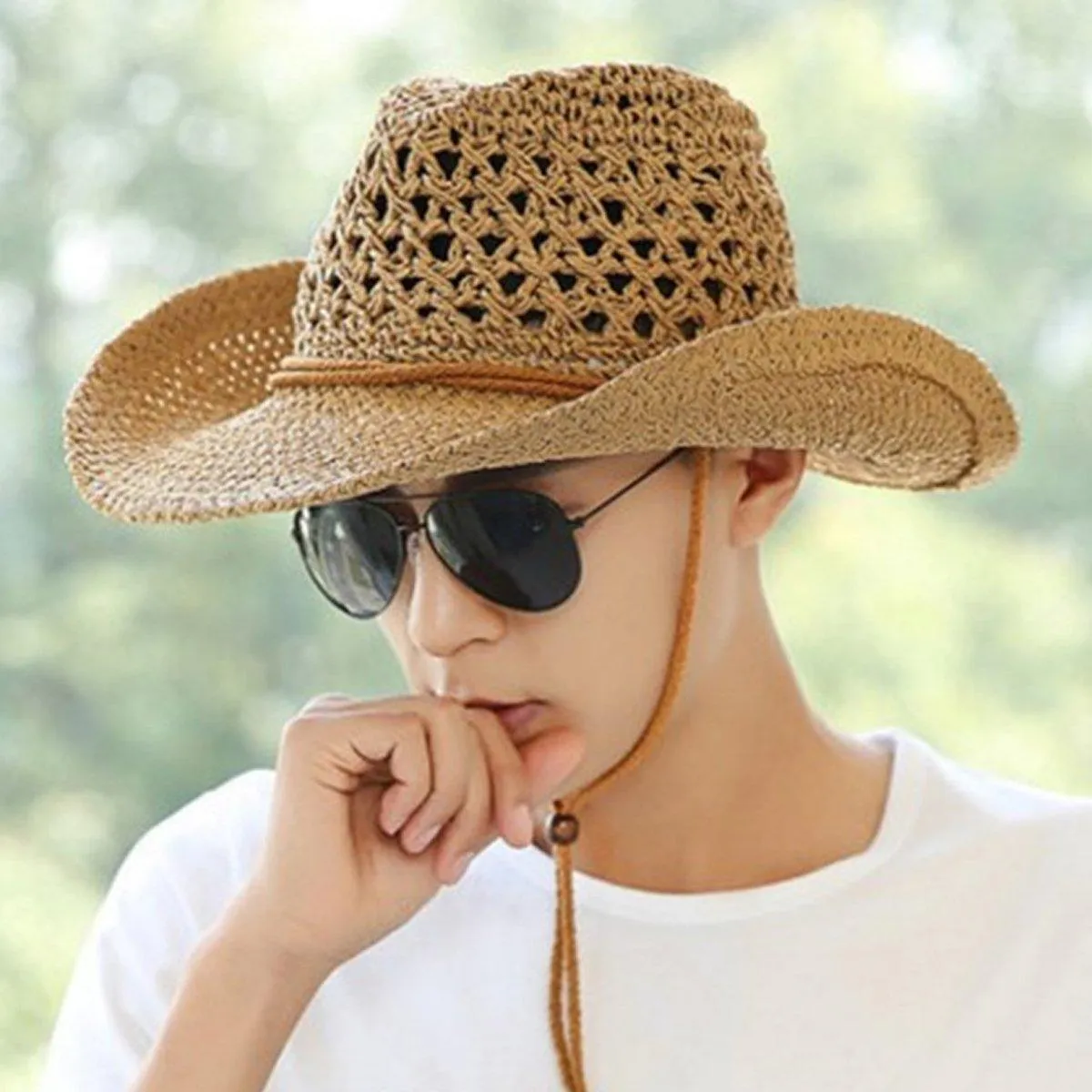 Summer Straw Beach Hat Outdoor Western Sun Hat Youth Sunscreen UV Protection