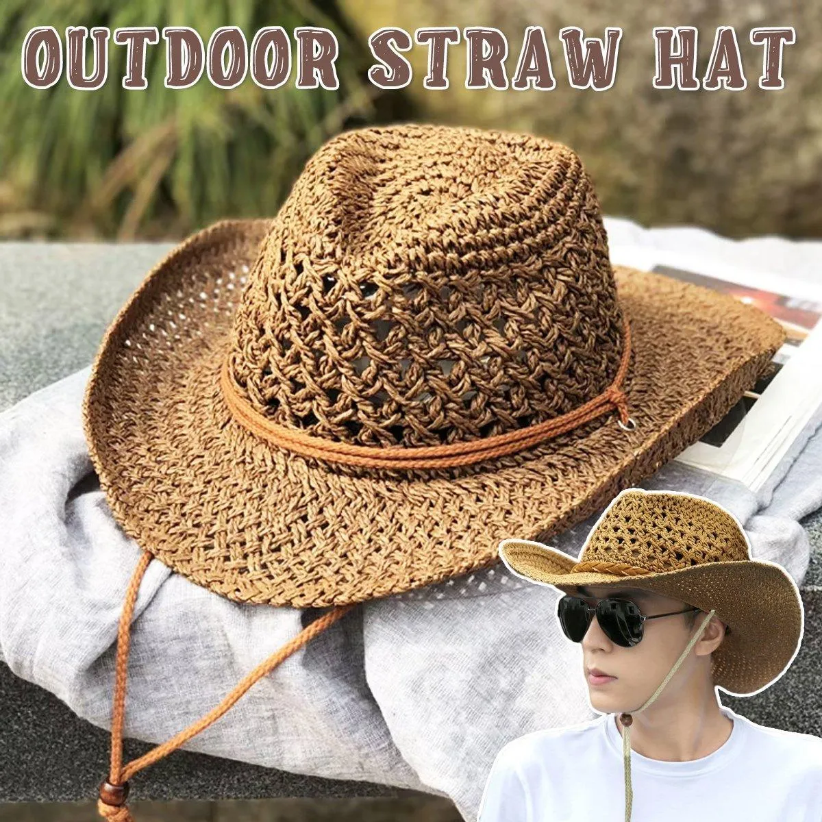 Summer Straw Beach Hat Outdoor Western Sun Hat Youth Sunscreen UV Protection