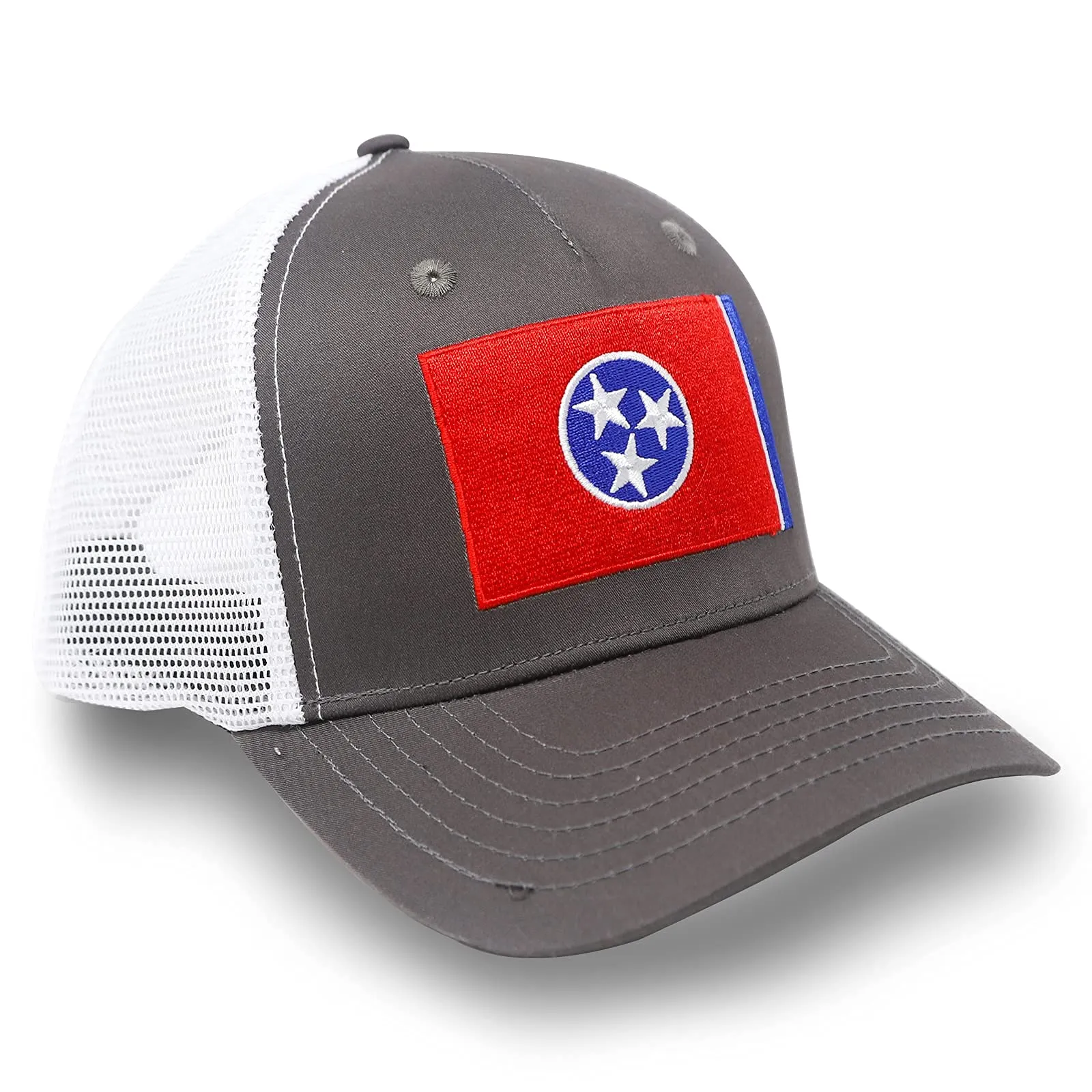 Tennessee State Flag Adjustable One Size Baseball, Snapback Hat, Mesh Back with an Embroidered Patch - International Tie