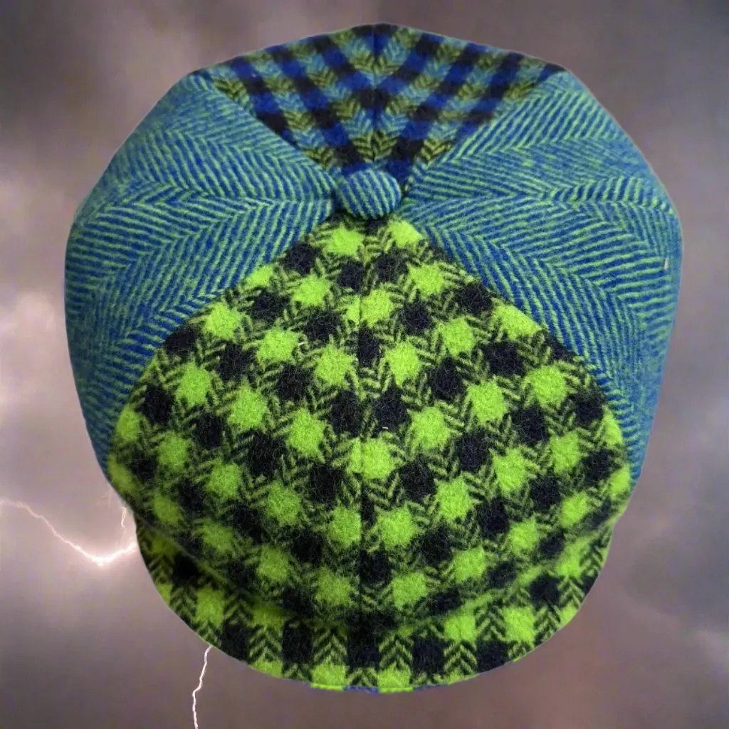 The "Electric Shelby" Patchwork Wool Newsboy Cap by Alfonso D'Este