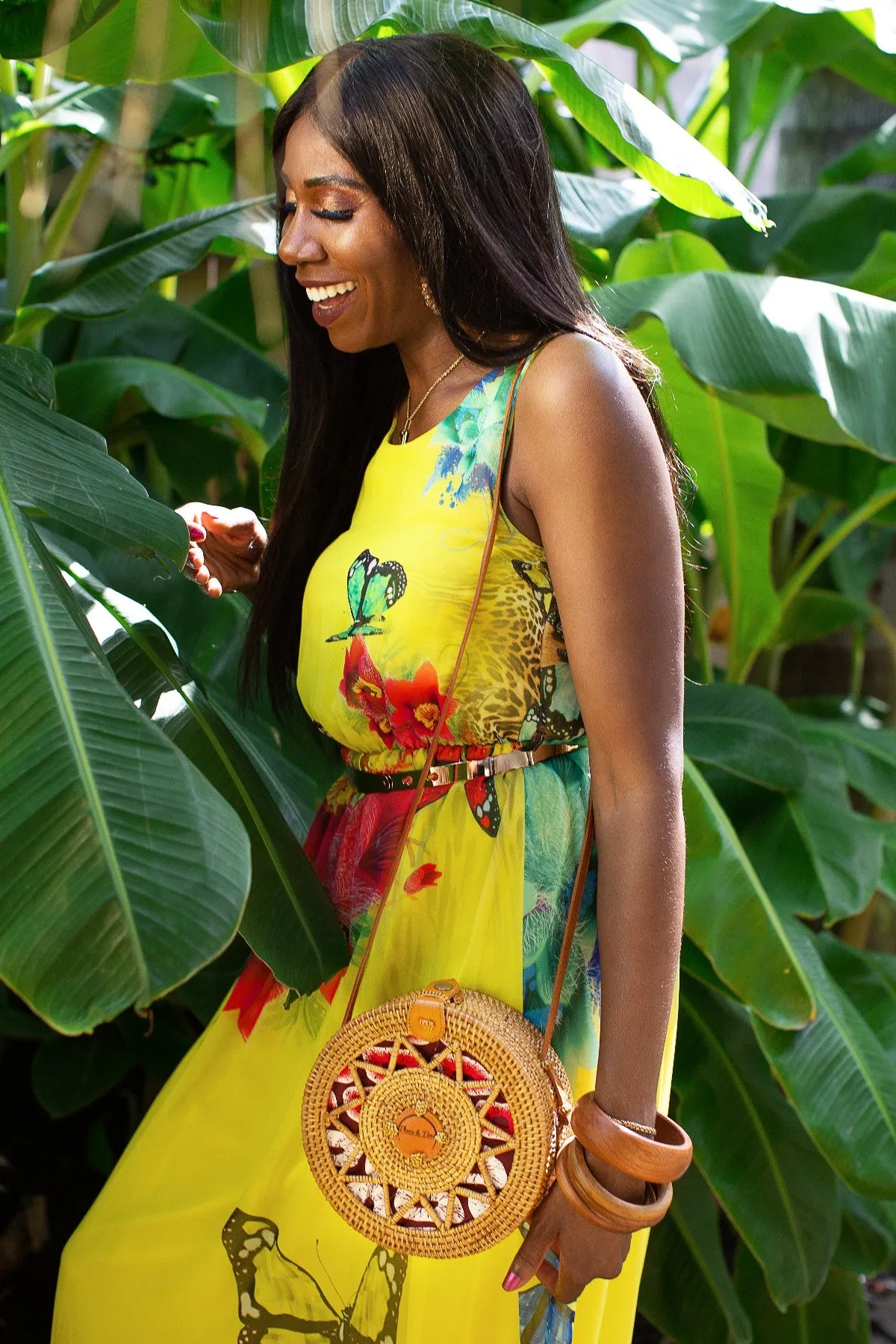 Toun - Silk African Print Rattan Bags