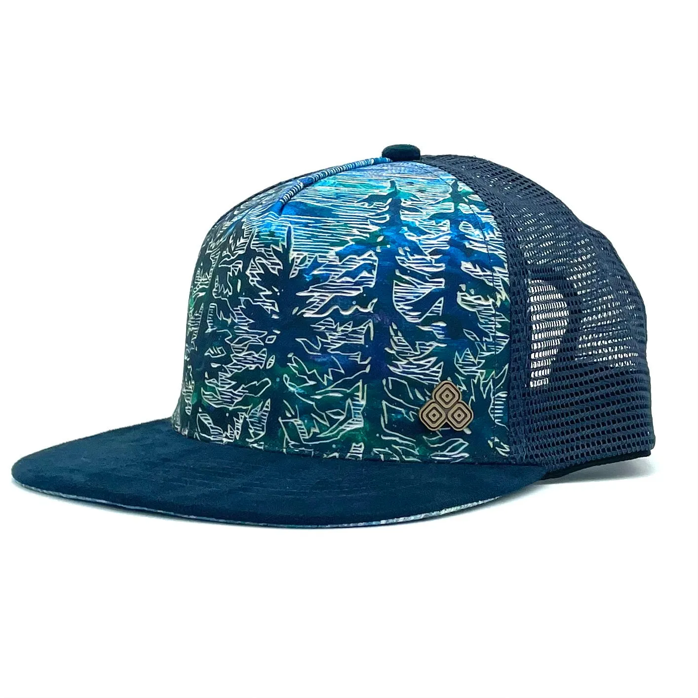 Trees Trucker Hat – Adjustable Mesh Cap with Faux Suede Visor