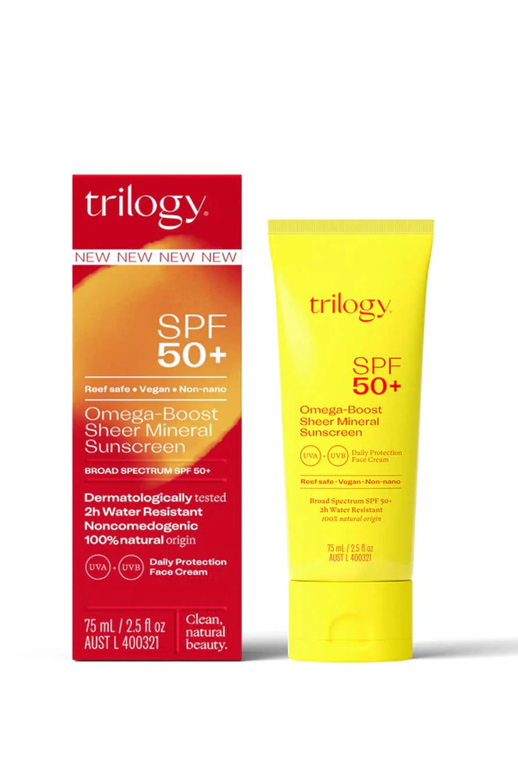 TRILOGY SPF 50  Omega-Boost Sheer Mineral Sunscreen, 75mL