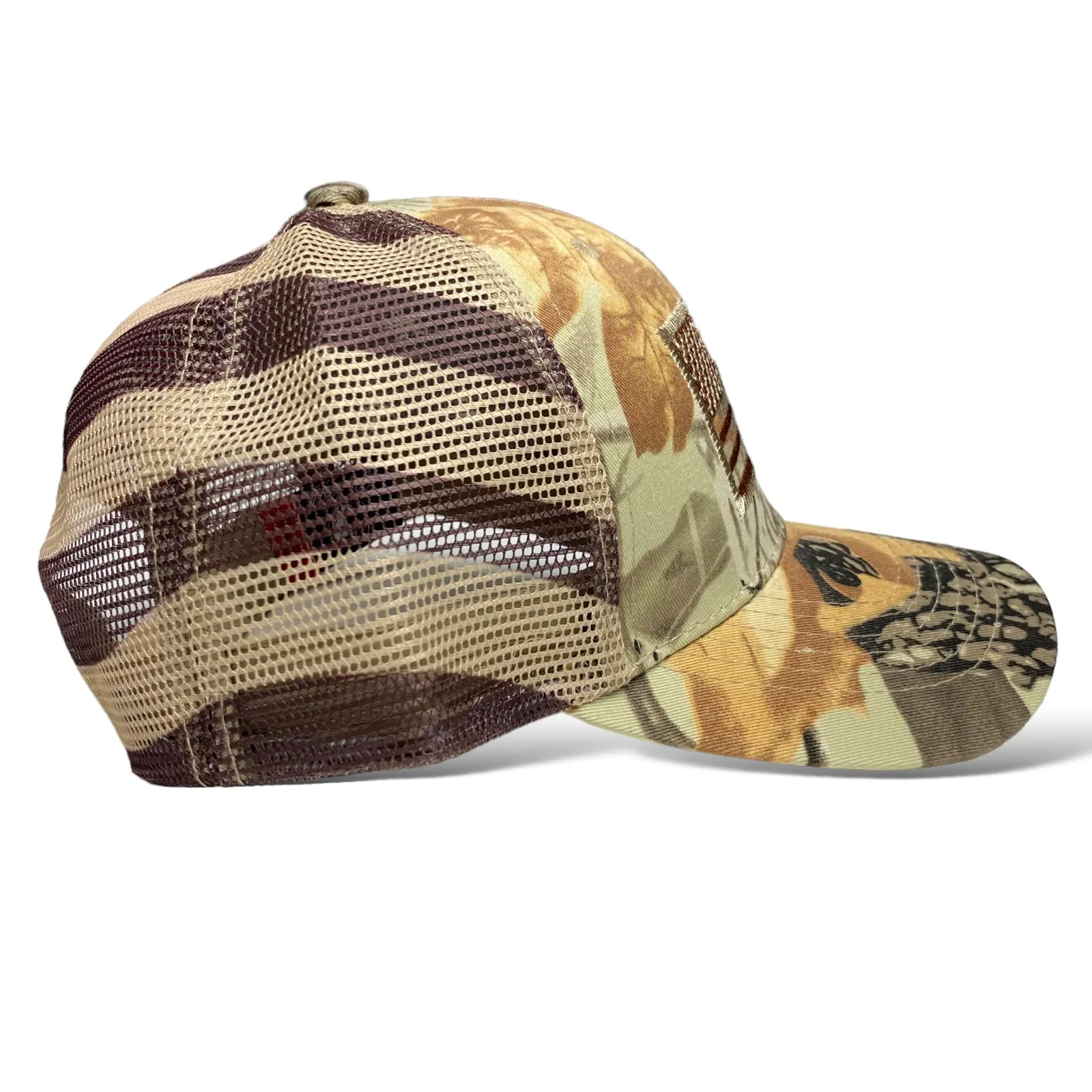 US American Flag Embroidered Patch Adjustable Camo Trucker Hat Cap