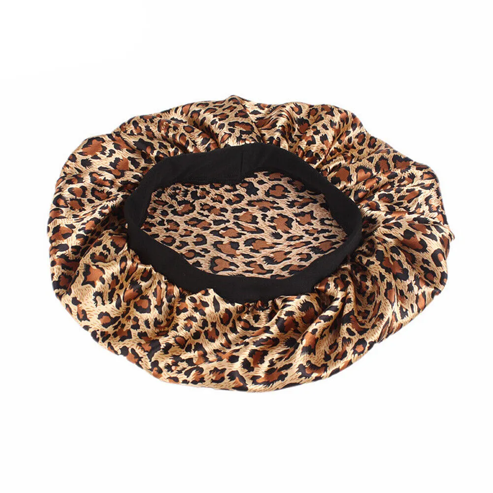 US Women Satin Night Sleep Cap Hair Bonnet Hat Silk Head Cover Wide Elastic Band