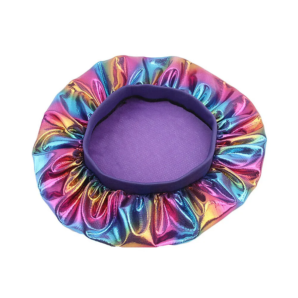 US Women Satin Night Sleep Cap Hair Bonnet Hat Silk Head Cover Wide Elastic Band