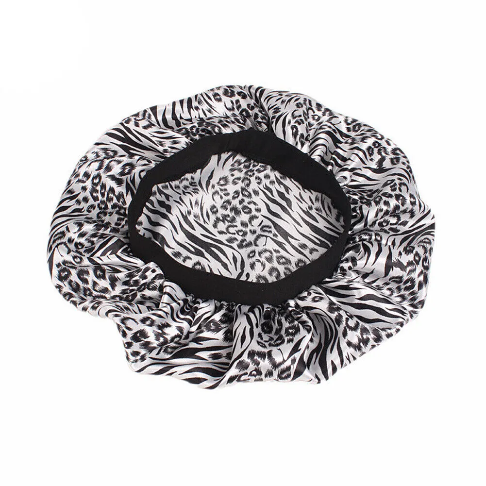 US Women Satin Night Sleep Cap Hair Bonnet Hat Silk Head Cover Wide Elastic Band