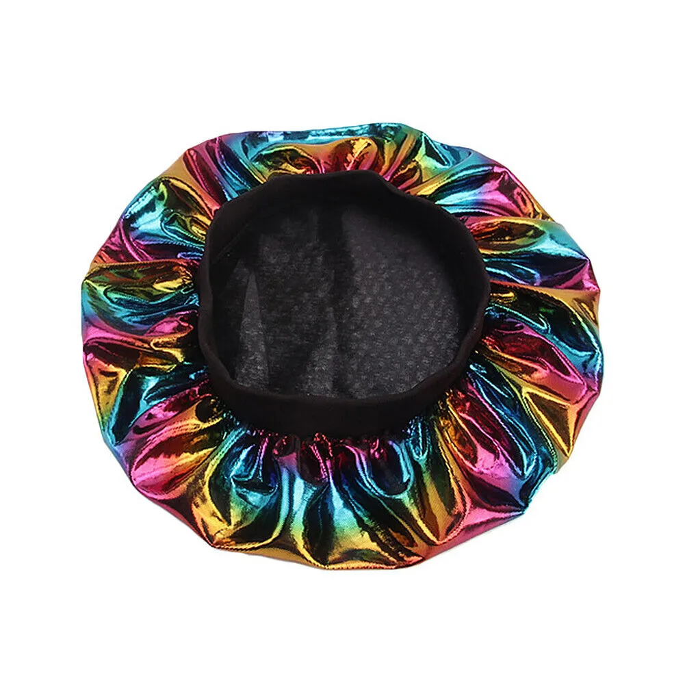US Women Satin Night Sleep Cap Hair Bonnet Hat Silk Head Cover Wide Elastic Band