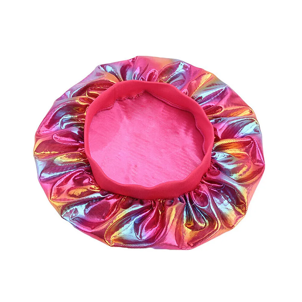 US Women Satin Night Sleep Cap Hair Bonnet Hat Silk Head Cover Wide Elastic Band