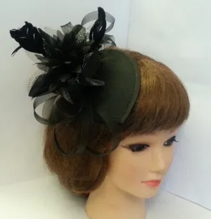Vintage 1940s-50s Black Fascinator hat, Black Tear drop hat fascinator, Ascot  flower feather Fascinator, ladies Cocktail, Ceremoney  HAT
