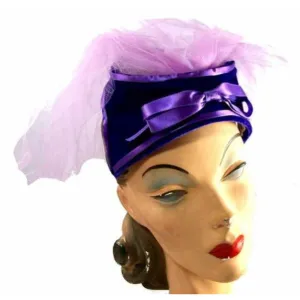 Vintage Hat Lavender Netting Purple Velvet 1950s