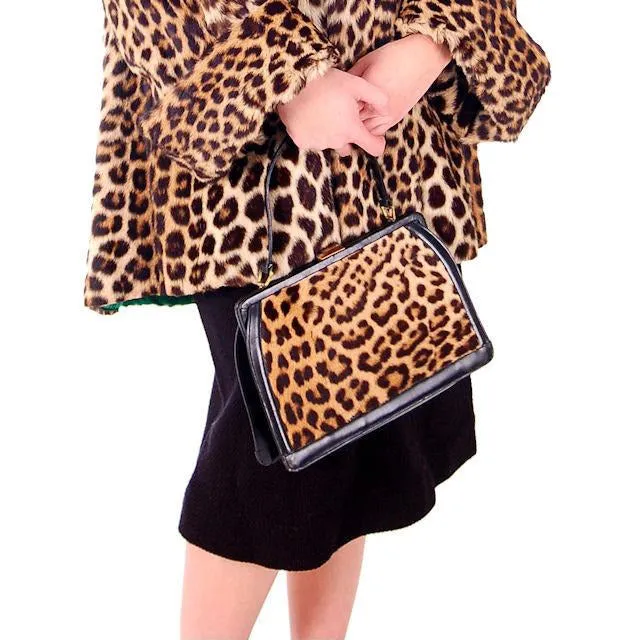 Vintage Ladies Purse Genuine Fur & Black Leather Late 1940s