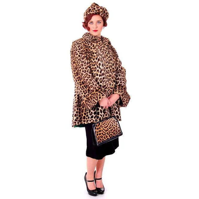 Vintage Ladies Purse Genuine Fur & Black Leather Late 1940s