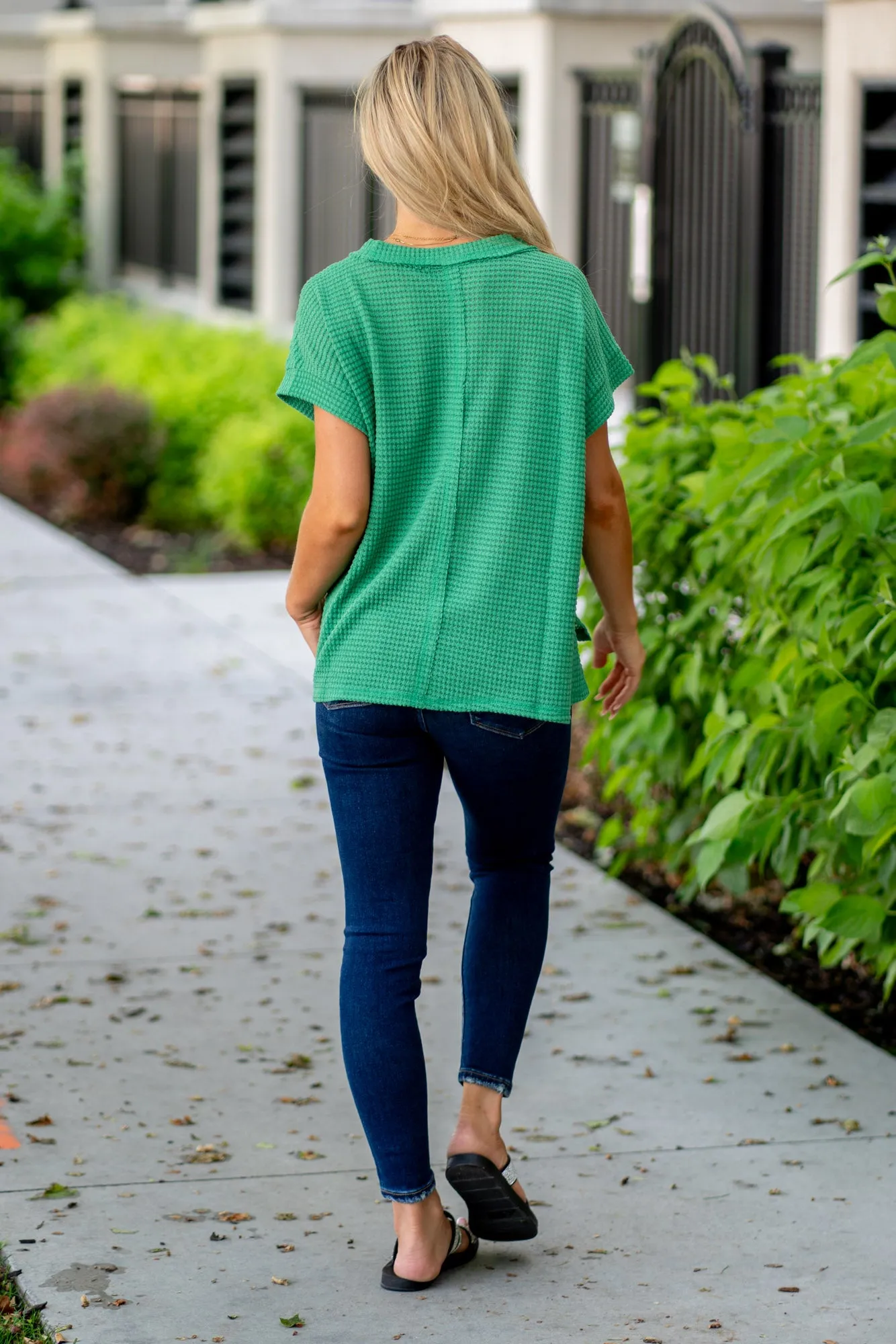 Waffle Exposed-Seam Short Sleeve T-Shirt