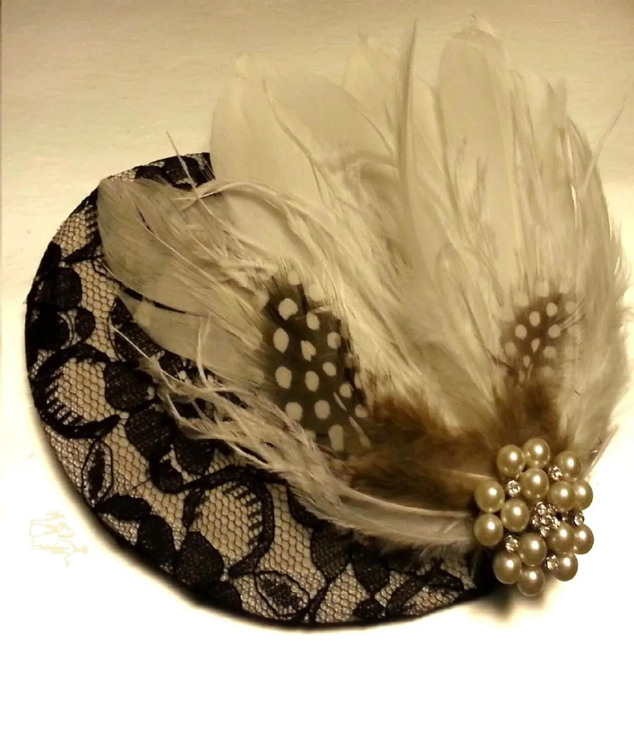 Wedding hat fascinator Hair accessory #Black & White feather facinator Wedding Feather Fascinator Feather Hair Piece Wedding feather hat