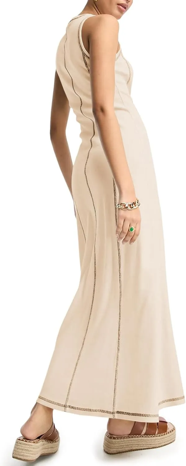 Wenrine Summer Ribbed Knit Dress