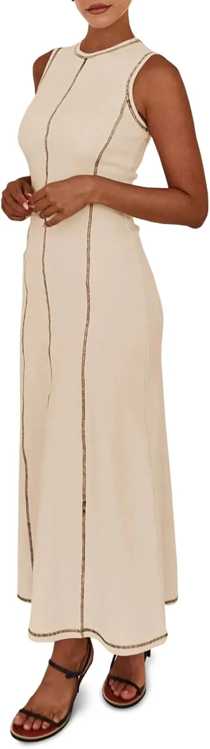Wenrine Summer Ribbed Knit Dress