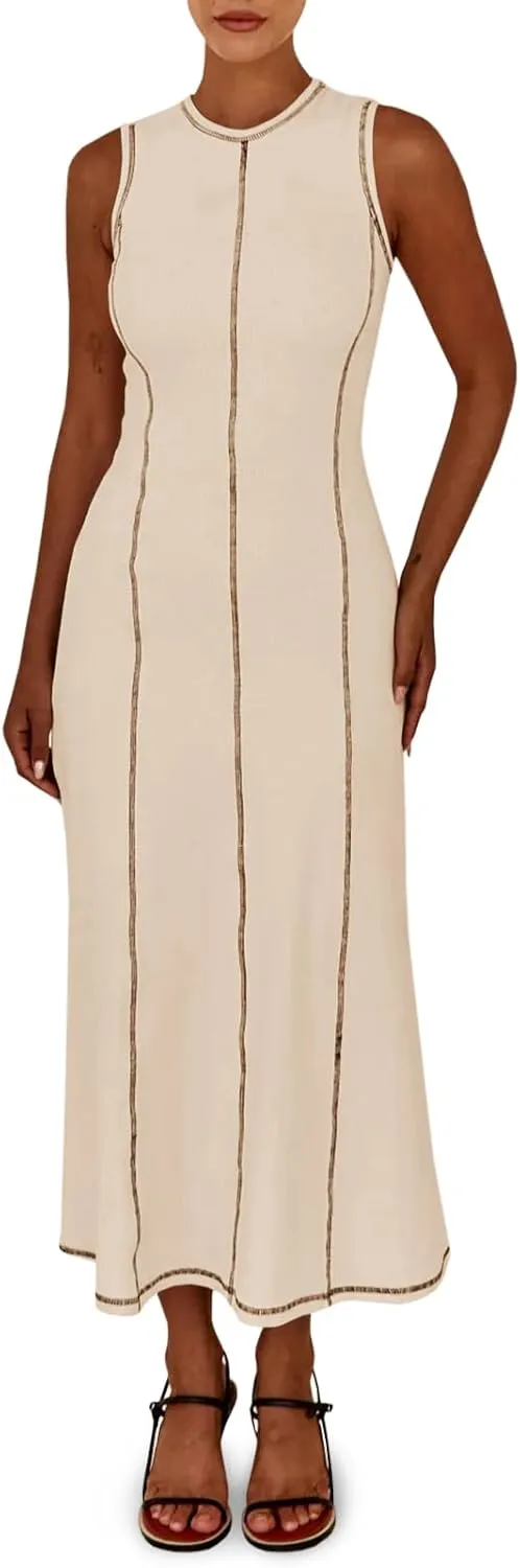 Wenrine Summer Ribbed Knit Dress