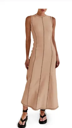 Wenrine Summer Ribbed Knit Dress