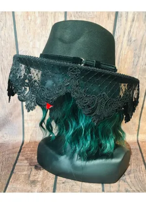 Witchwood Mourning Vintage Victorian Vegan Felt Hat Black