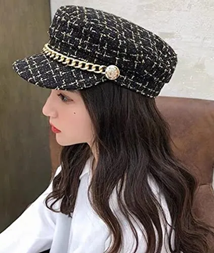 Women's Tweed Plaid Newsboy Cap